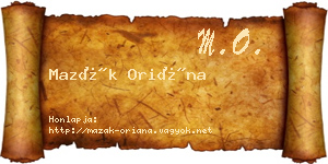 Mazák Oriána névjegykártya